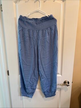 Cupshe Light Blue Smocked Waist Harem Pants